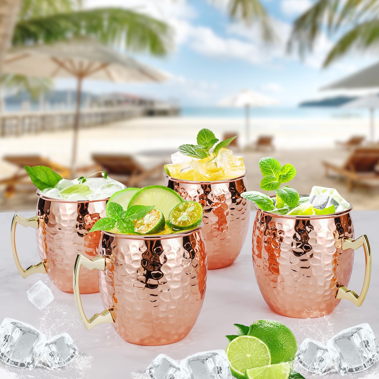 Amrules Moscow Mule Mugs showing stainless steel lining for flavor protection