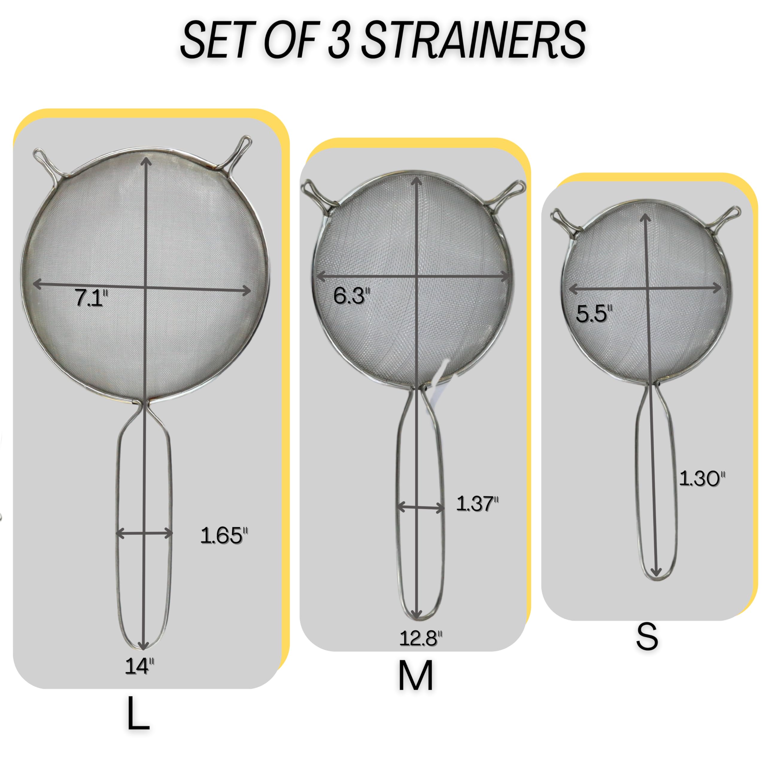 AMSE 5.5-inch open-mesh strainer for quick rinsing and draining.