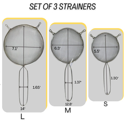 AMSE 5.5-inch open-mesh strainer for quick rinsing and draining.