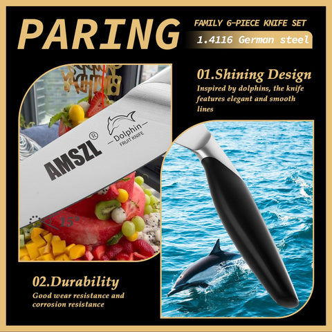 Ergonomic textured ABS handle on AMSZL paring knife for comfortable use