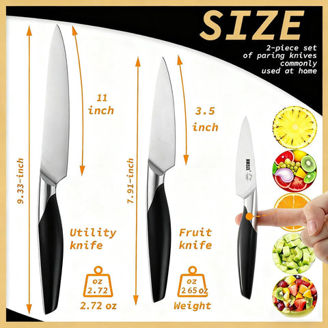 AMSZL paring knife full-tang with textured ABS handle close-up for grip