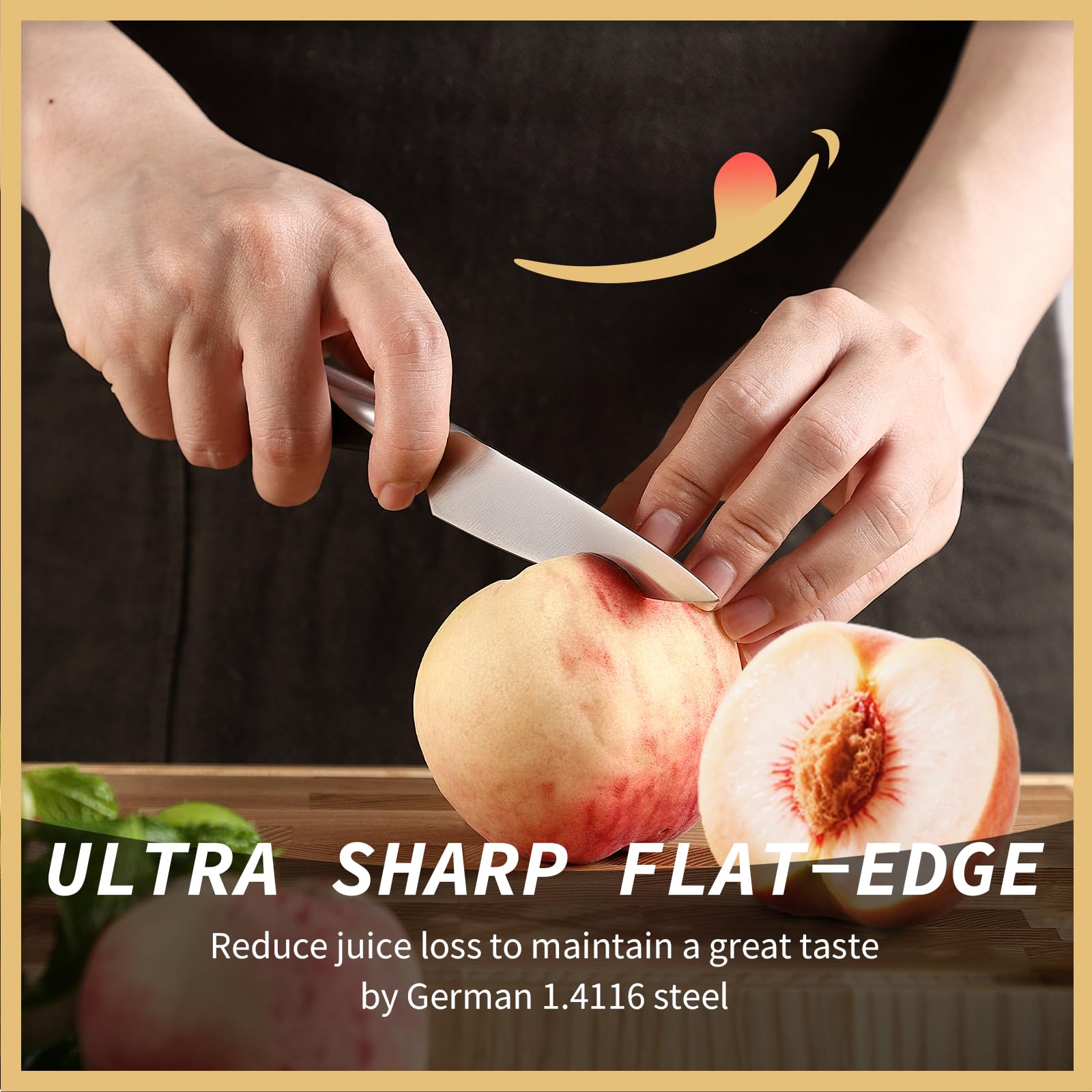Close-up of pre-sharpened 15-degree edge on AMSZL paring knife