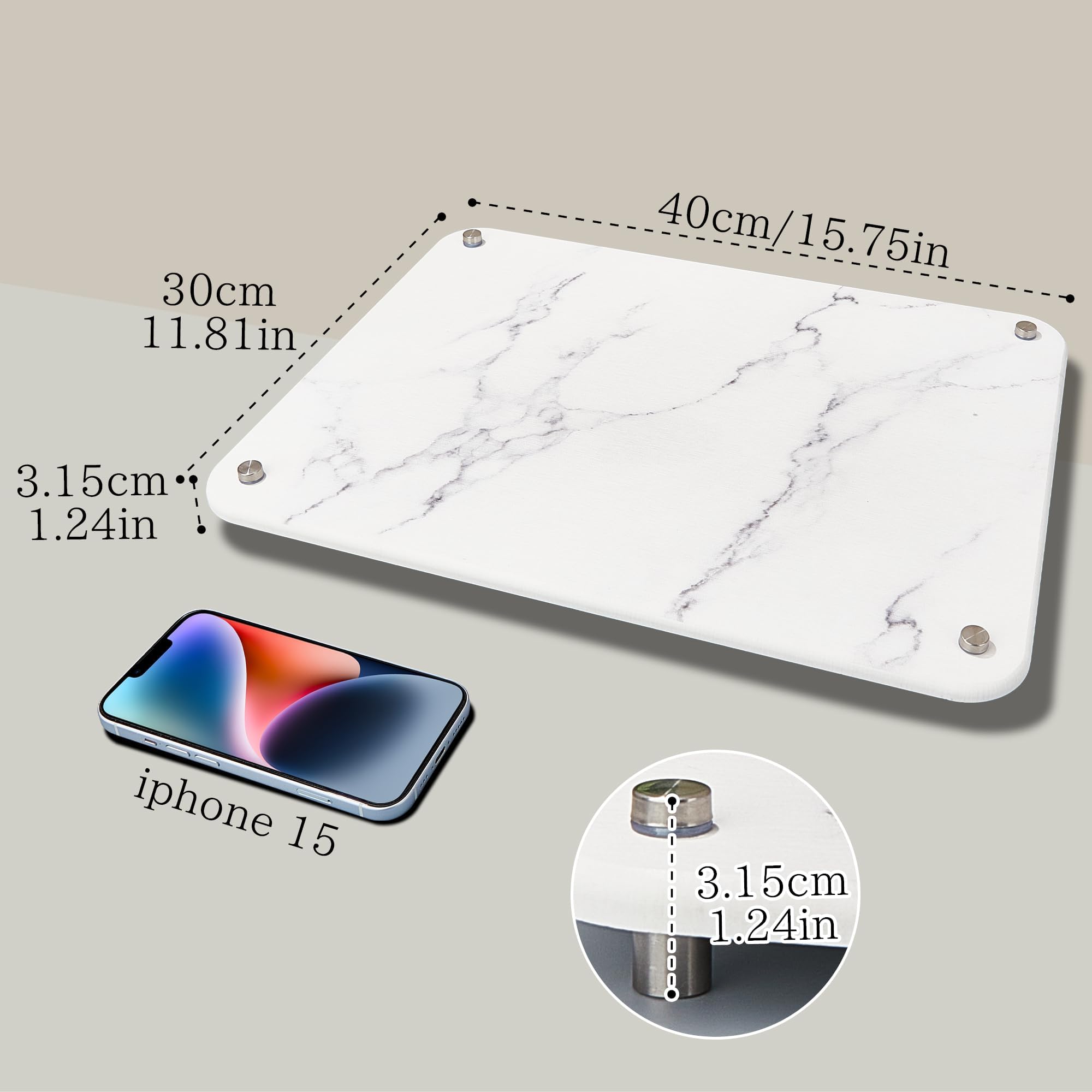 Amviner mat shows its four metal legs promoting airflow and a dry counter.