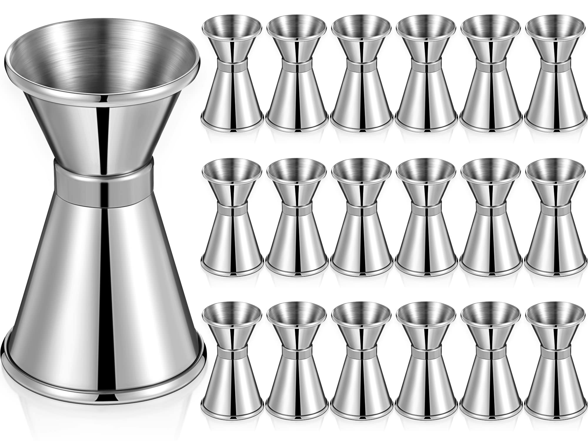 Amyhill double pour mouth jigger shows precise 1 oz and 1/2 oz measures for precise pours.