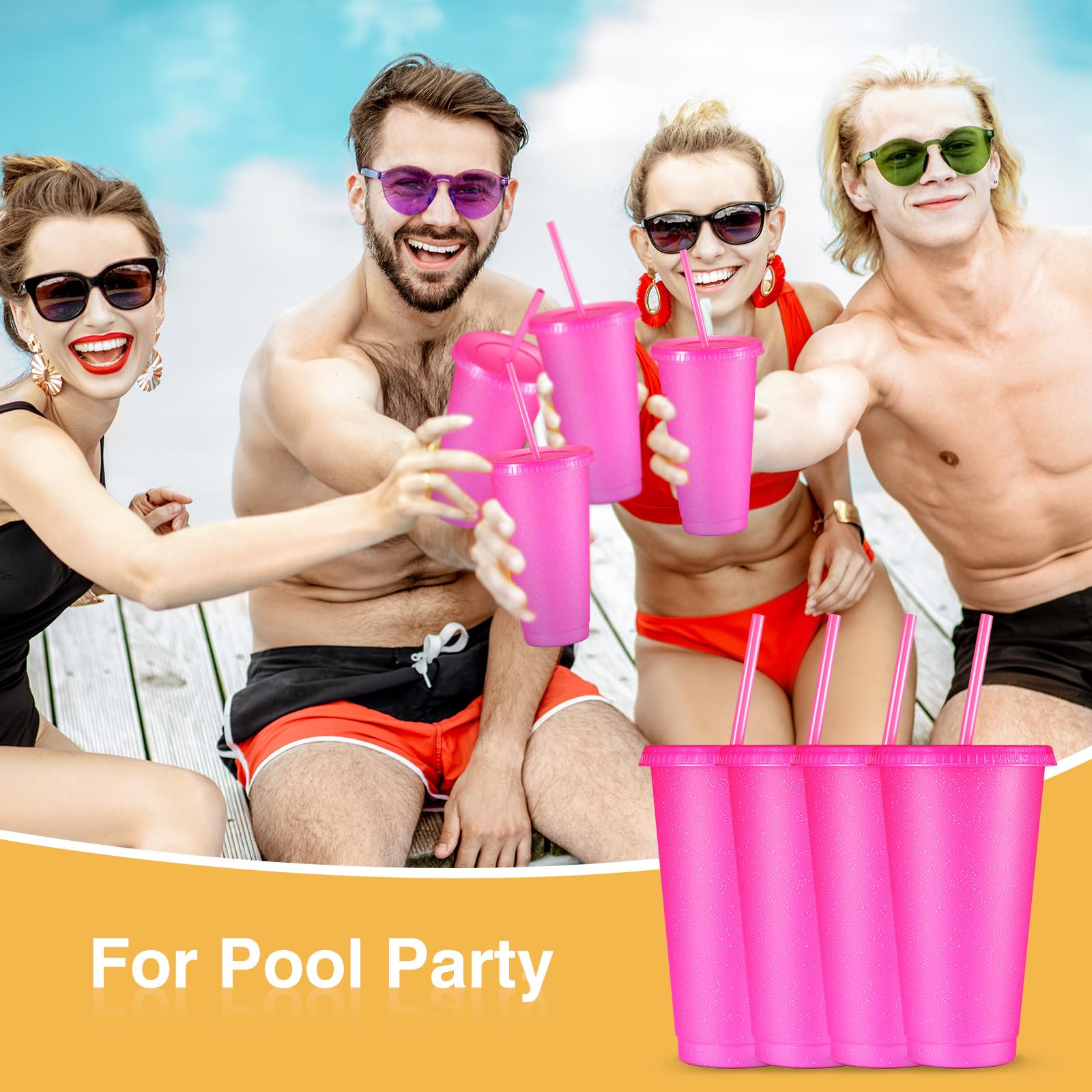 Amyhill party cups in rose-red glitter for celebrations.