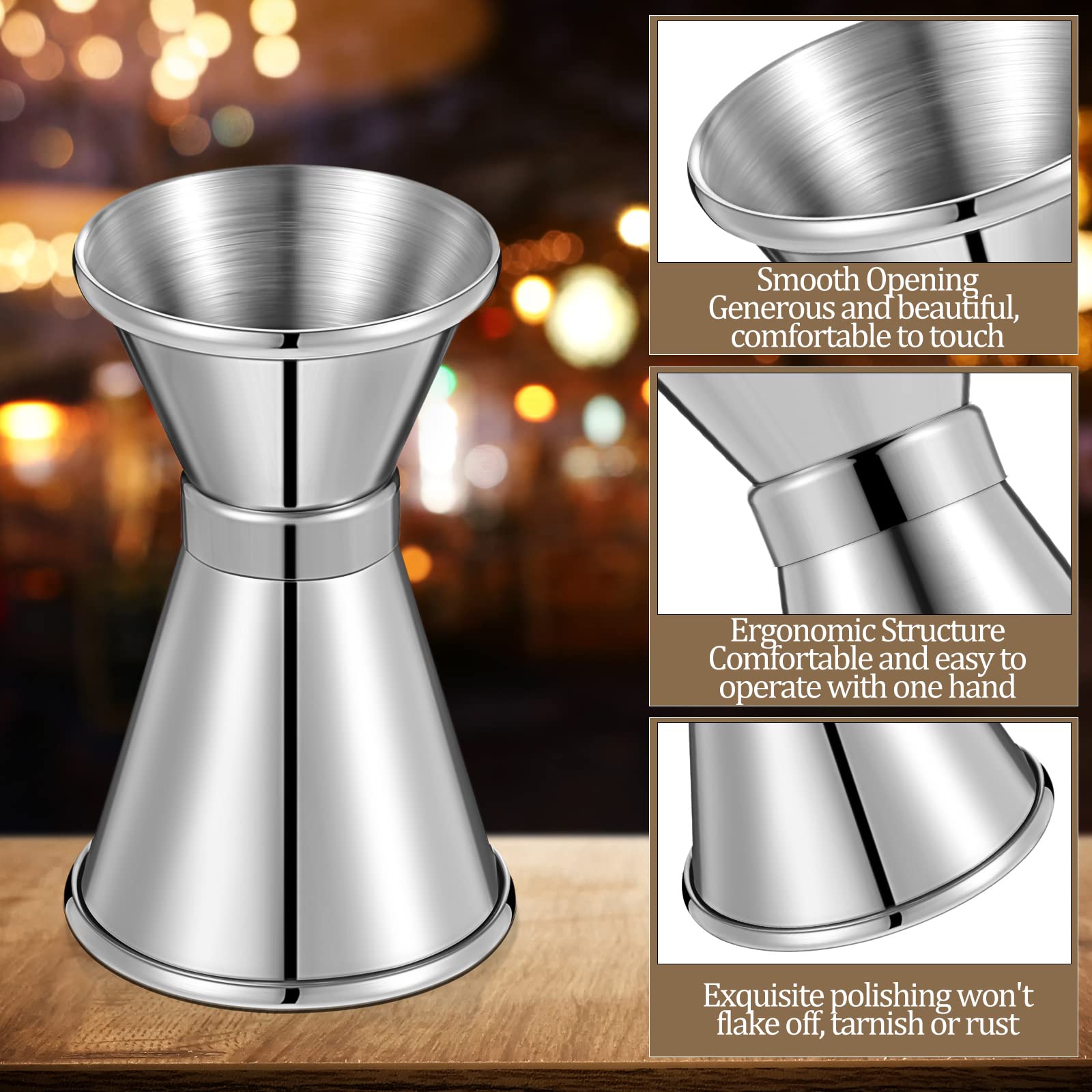 Amyhill rolling edge design jigger offers comfortable handling during pouring.