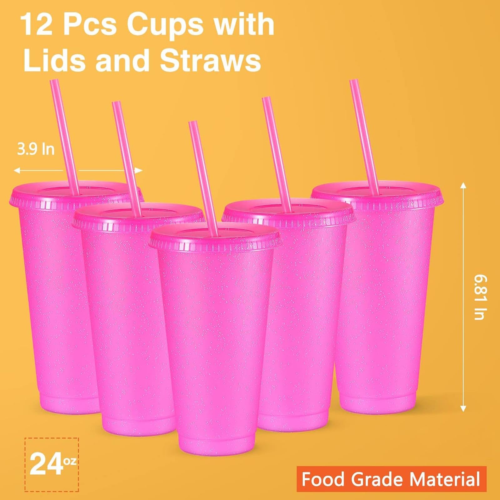 Amyhill 24oz glitter cup close-up highlights shiny surface and durability.