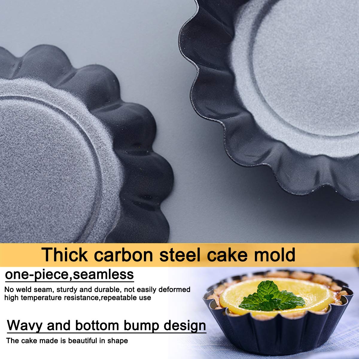 Amytalk egg tart diameter 2.6 inches fits standard mini pastry pans.
