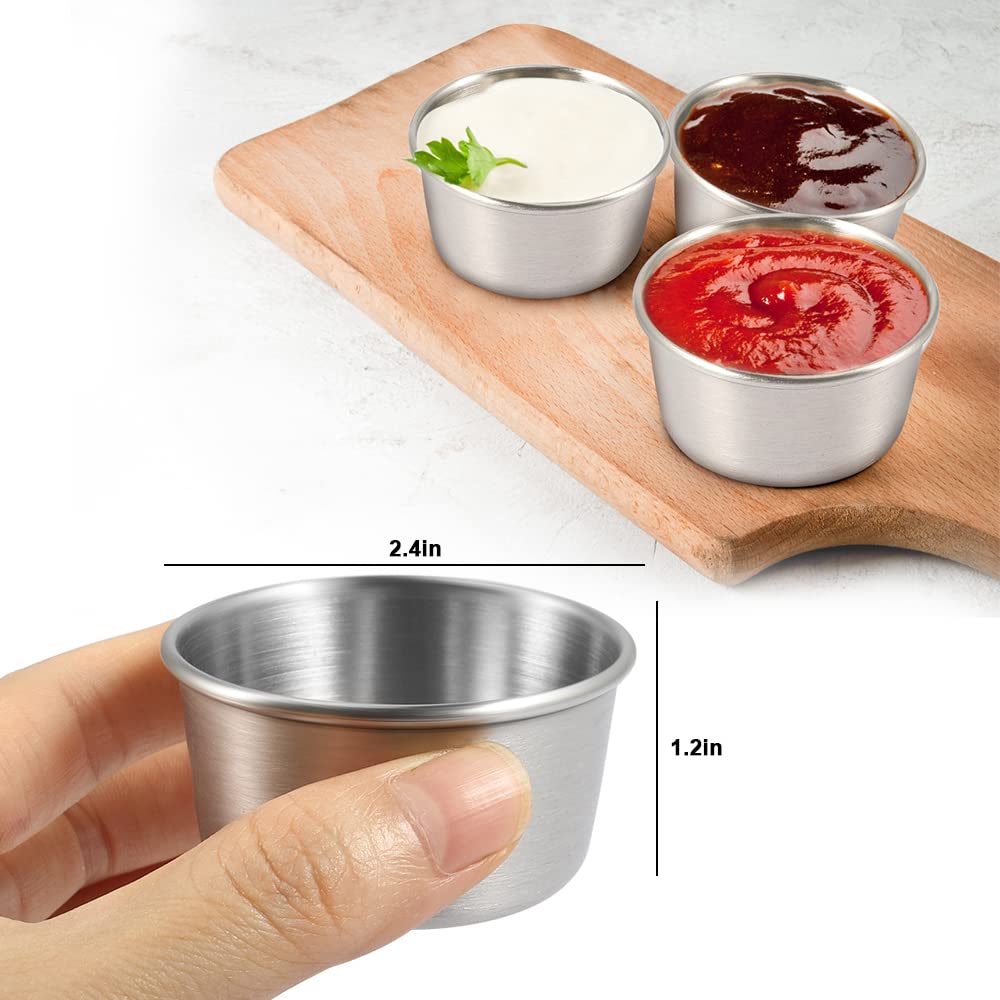 Amytalk dipping cup with smooth edge and stainless finish.