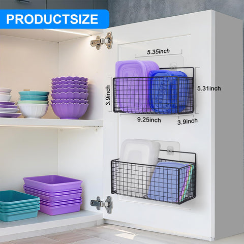 AMZABBY lid organizer large side mount demonstrates vertical storage behind doors