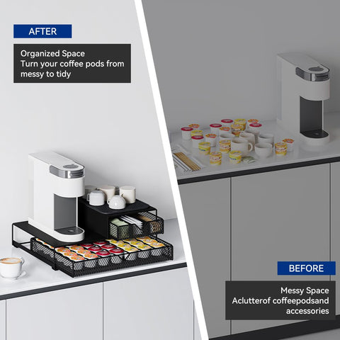 AmzAge Coffee Maker Countertop Organizer durable kitchen storage for cups and accessories