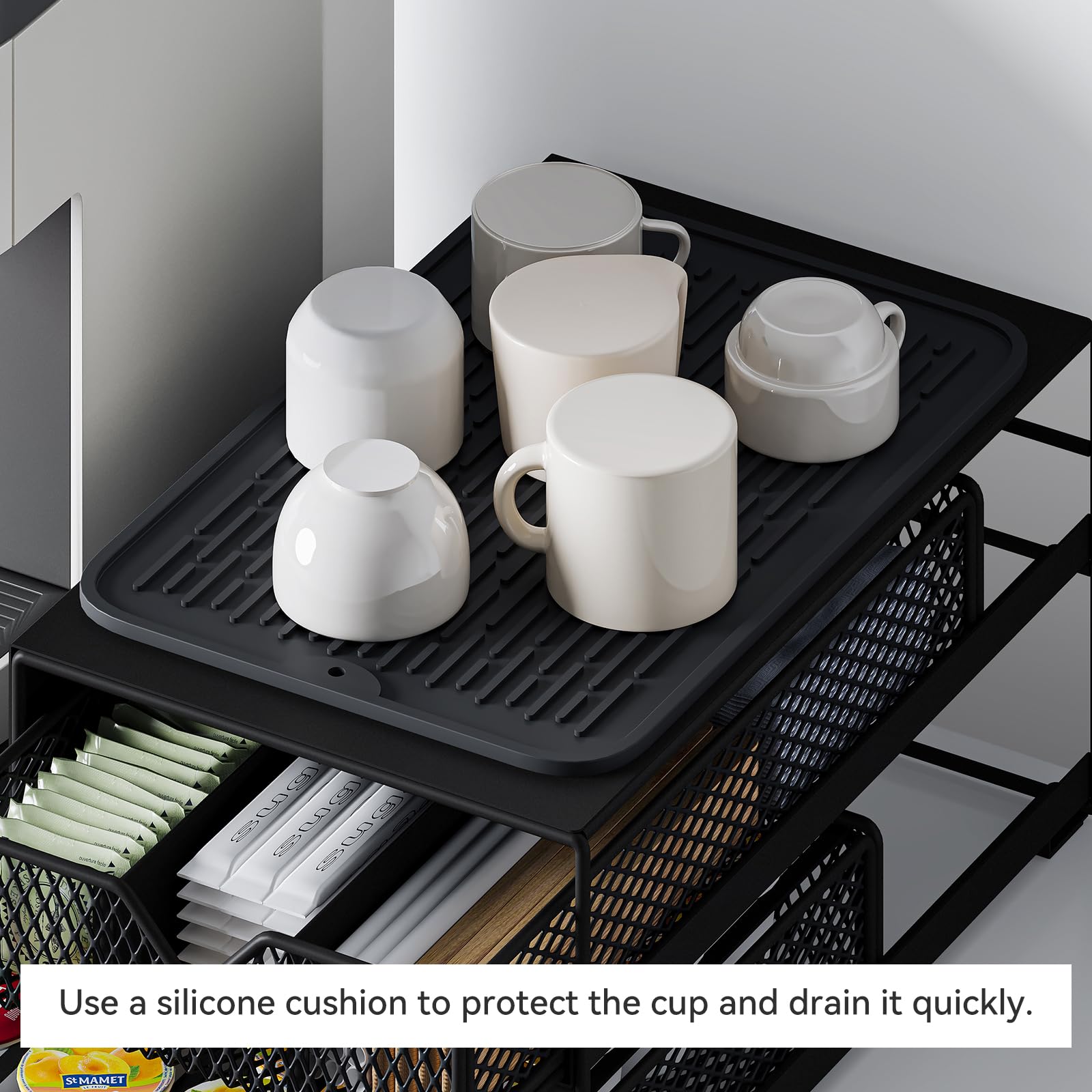 AmzAge Coffee Maker Countertop Organizer no-assembly setup ready out of the box