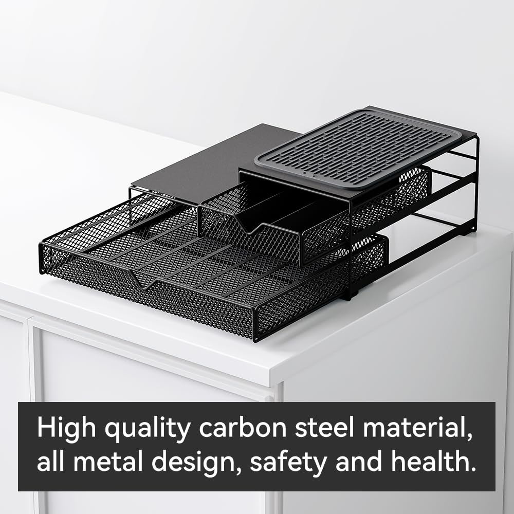AmzAge Coffee Maker Countertop Organizer under-cabinet-friendly layout for small kitchens