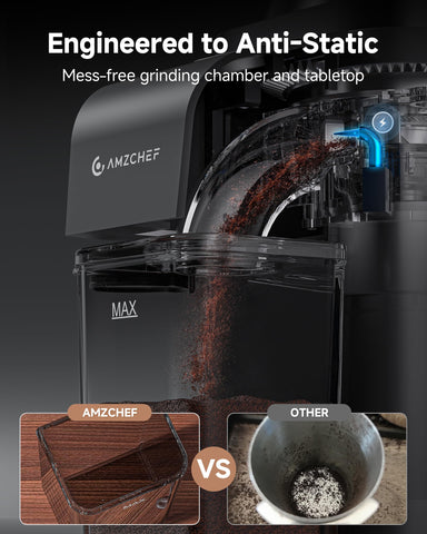 AMZCHEF 48-settings dial lets you tailor a precise grind.
