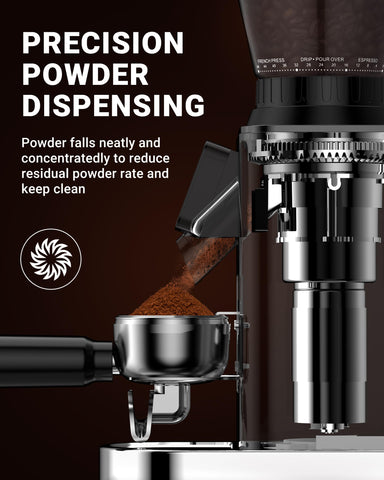 AMZCHEF 50 mm portafilter holder keeps the setup stable during grinding.