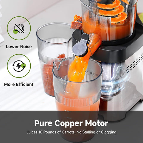 AMZCHEF Cold Press Juicer auto-cutting blades speeding up prep