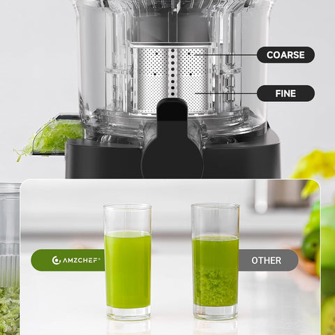 AMZCHEF Juicer with dual blades improves slicing efficiency