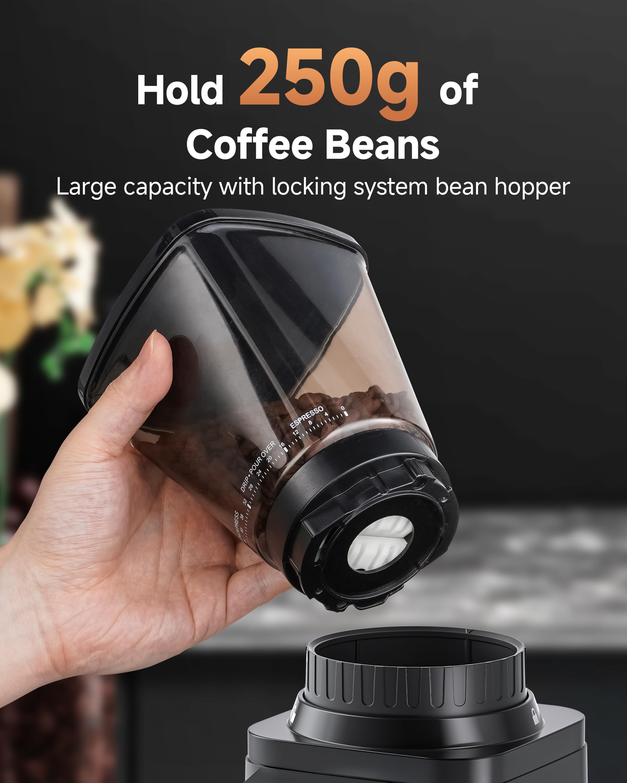 AMZCHEF electric grinder fits easily in home kitchens.