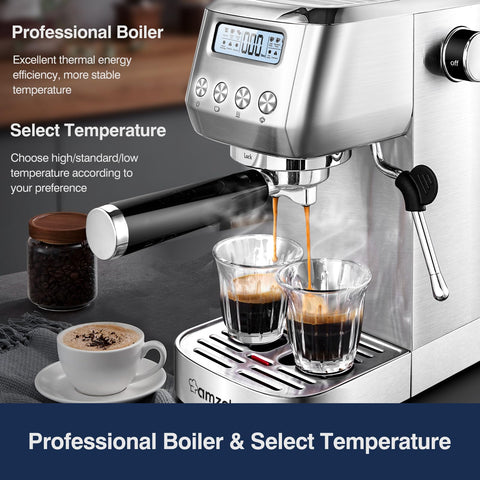 AMZCHEF frothing wand in action for silky latte and cappuccino foam