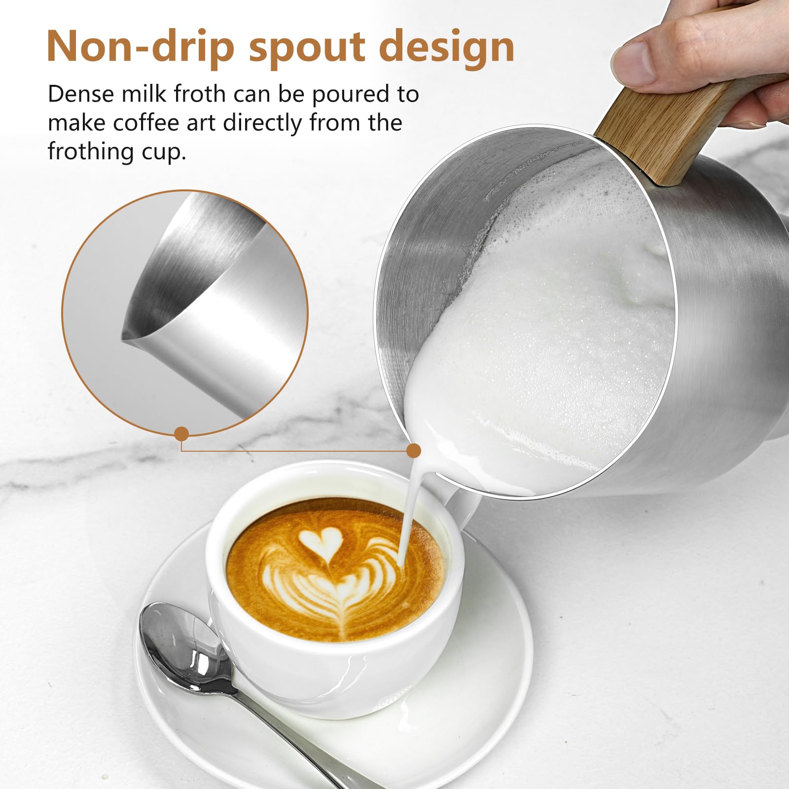 AMZCHEF induction heating frother delivers even warmth for smooth milk textures