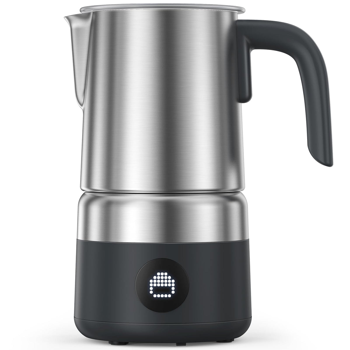 AMZCHEF milk frother with LED display for quick customization.