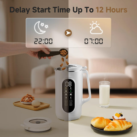 AMZCHEF Nut Milk Maker keep-warm feature maintains temperature for serving fresh drinks.