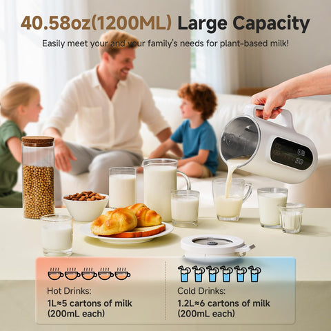 AMZCHEF Nut Milk Maker self-cleaning function simplifies cleanup after making dairy-free drinks.