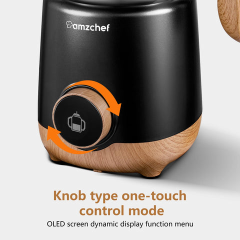 AMZCHEF OLED control panel guides froth and hot milk selection