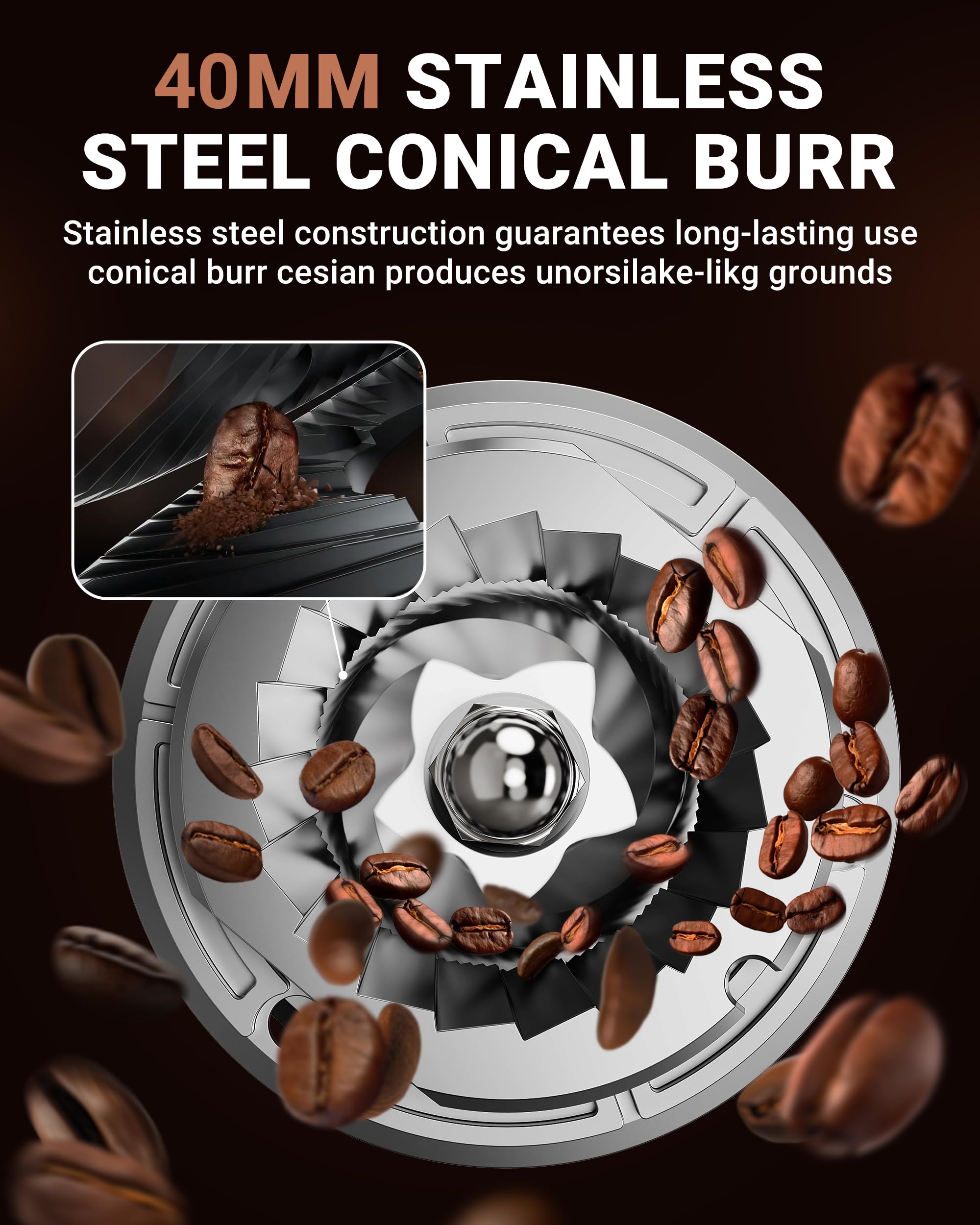 AMZCHEF photophobic ground container helps preserve aroma during grinding.