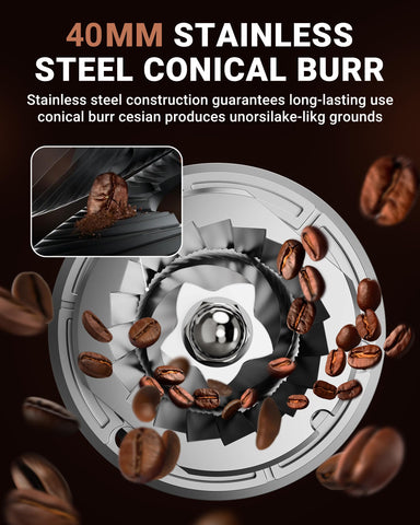 AMZCHEF photophobic ground container helps preserve aroma during grinding.