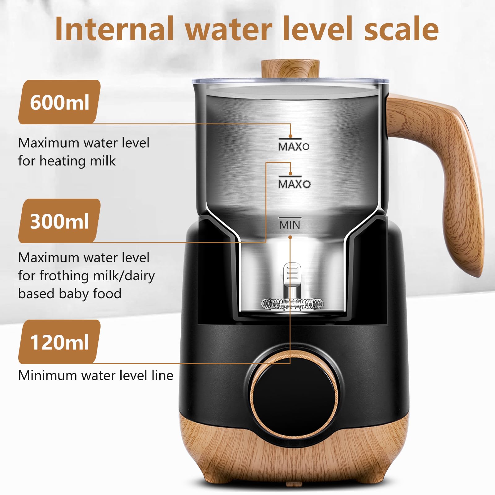 AMZCHEF radial magnetic-drive whisk produces silky, stable milk foam