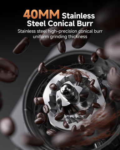AMZCHEF self-cleaning burr reduces upkeep and mess.