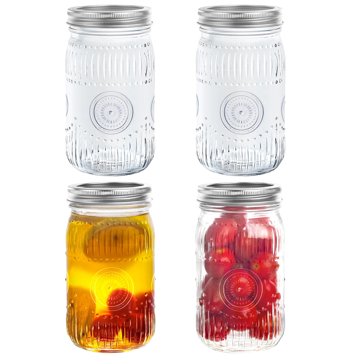 Amzcku 32oz vintage Mason jar closeup showing durable glass and fluted detail for stylish storage