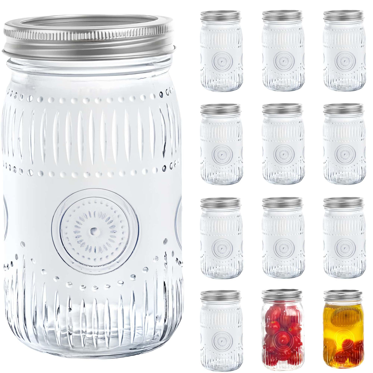 Amzcku 32oz vintage mason jar with wide mouth for easy filling and pouring.