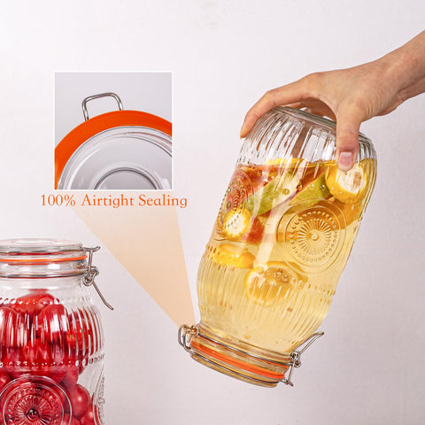 Amzcku hinged-lid jar helps prevent spills and preserve dry goods.