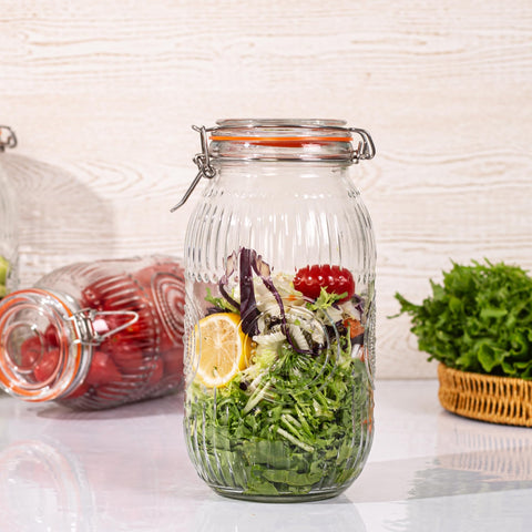 Amzcku decorative vintage jar enhances kitchen organization and display.