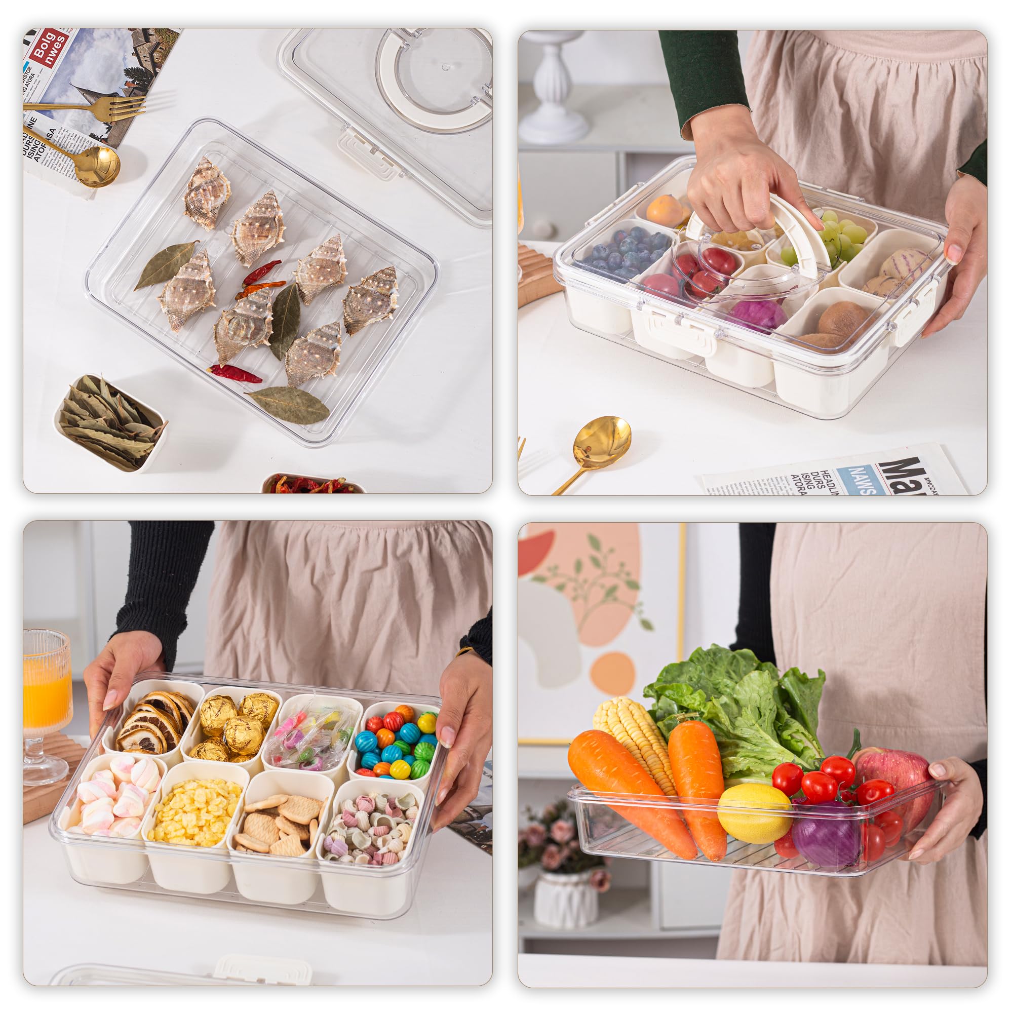 Amzcku multi-compartment snack tray streams diverse snacks at once.