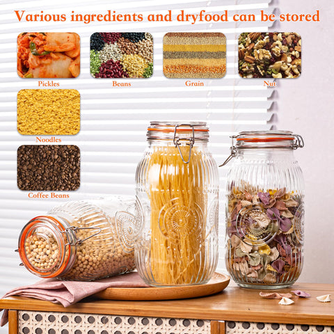 Amzcku multipurpose storage jar suited for snacks, coffee, sugar, and beans.