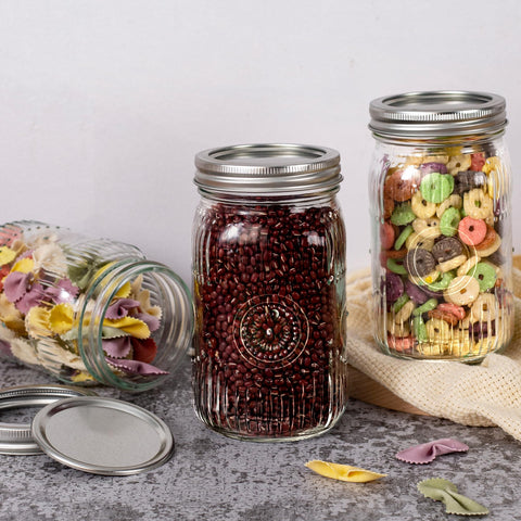 Amzcku jar featuring red color and sunflower pattern for stylish storage.