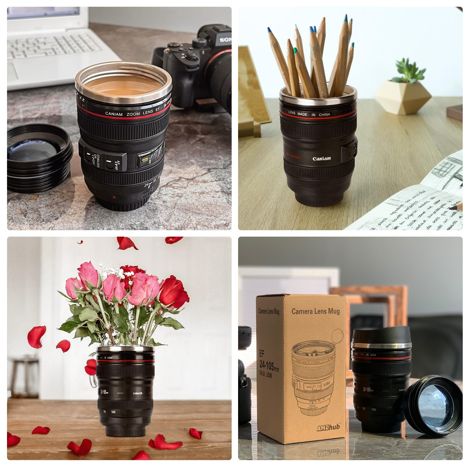 AMZHUB camera lens mug on an office desk sparks conversations.