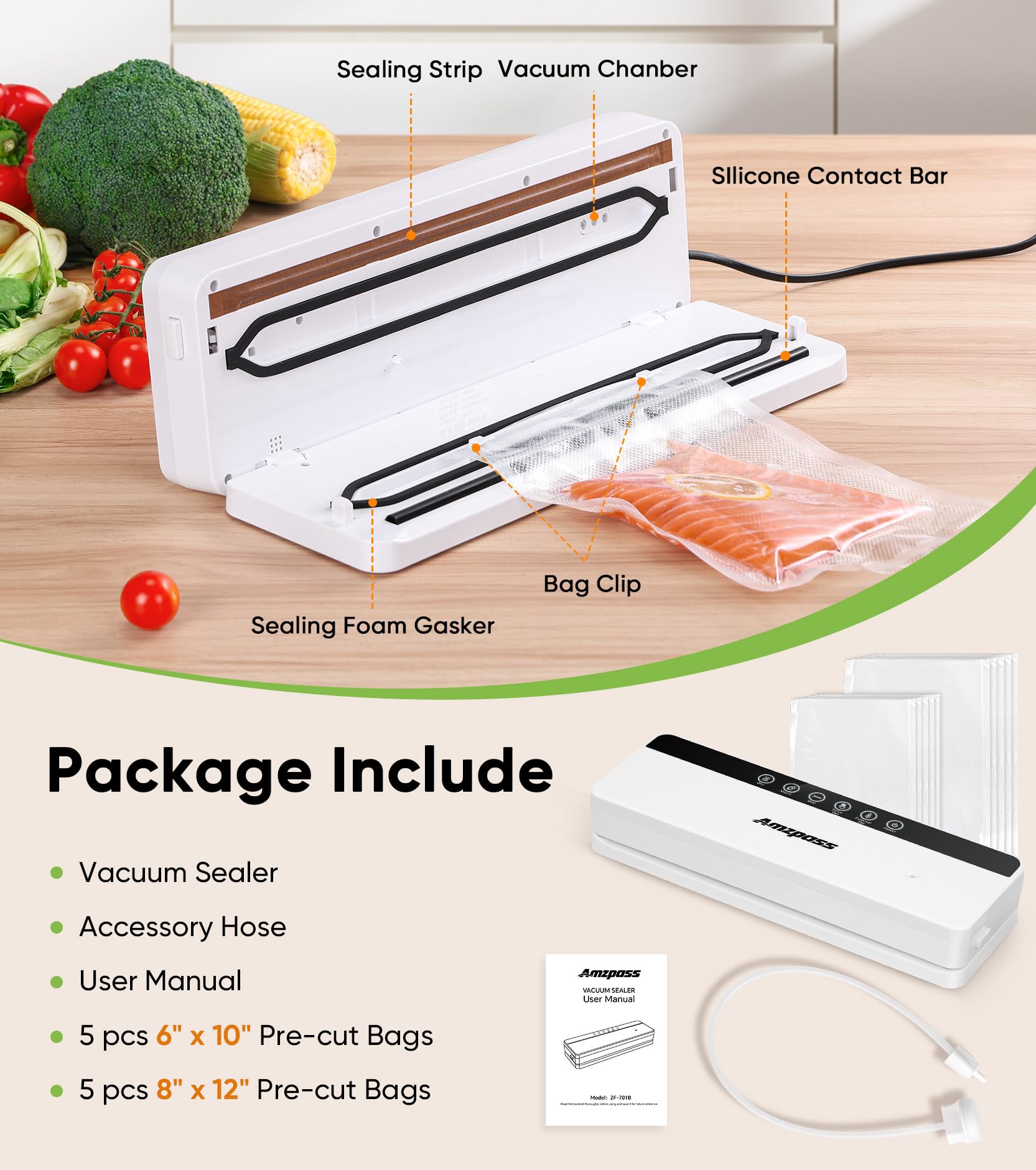 Wide seal bar seals large bags