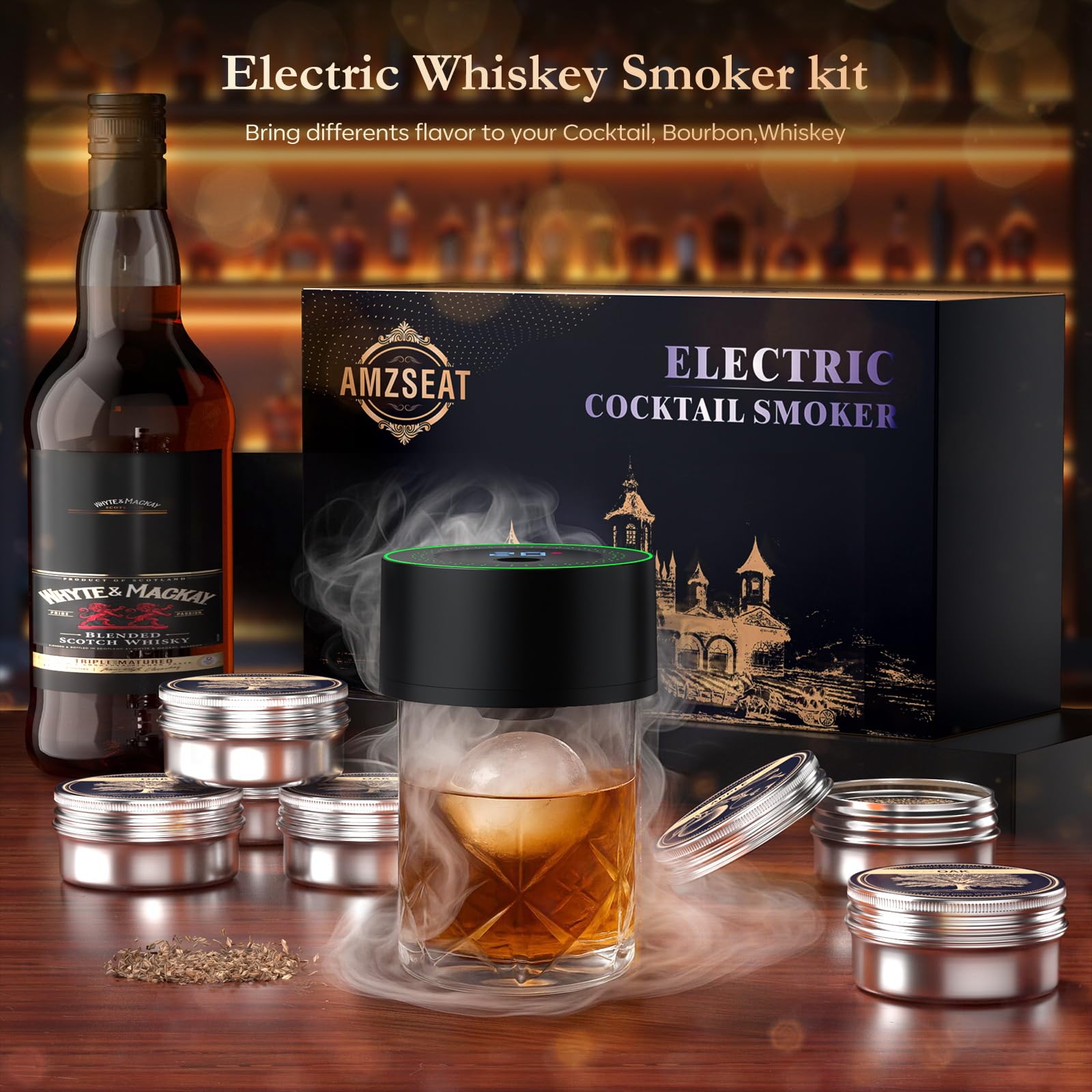 Amzseat six-wood-chip-flavors-pack enhances customizable smoky notes.