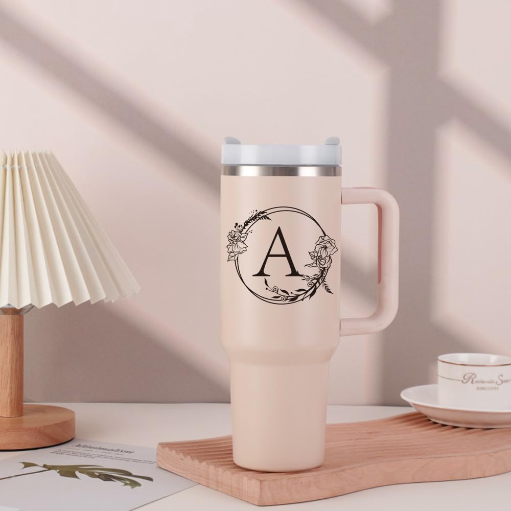 AMZUShome custom tumbler with letter initial, ideal gift option