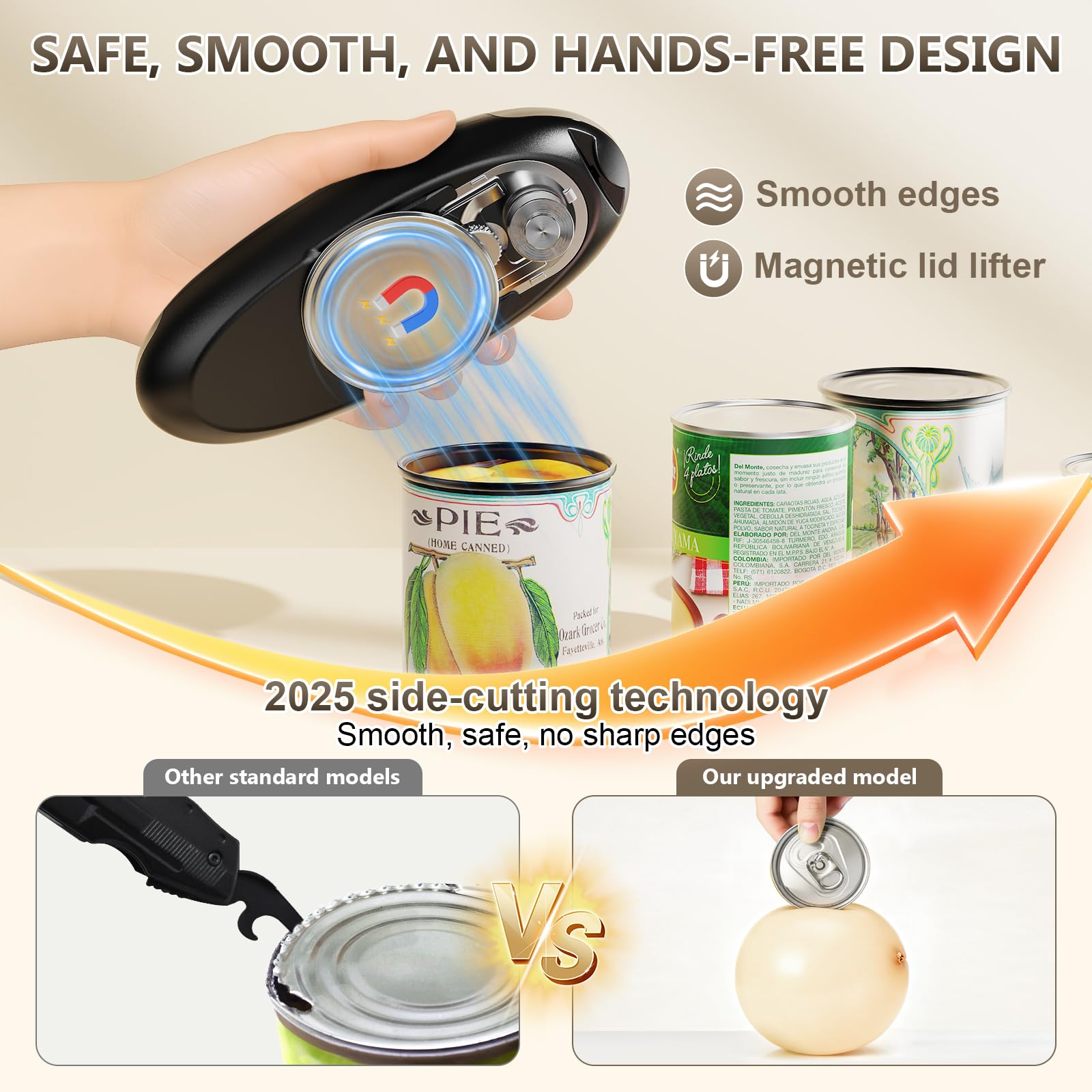 Amzwit Electric Can Opener highlights rechargeable battery for many meals.
