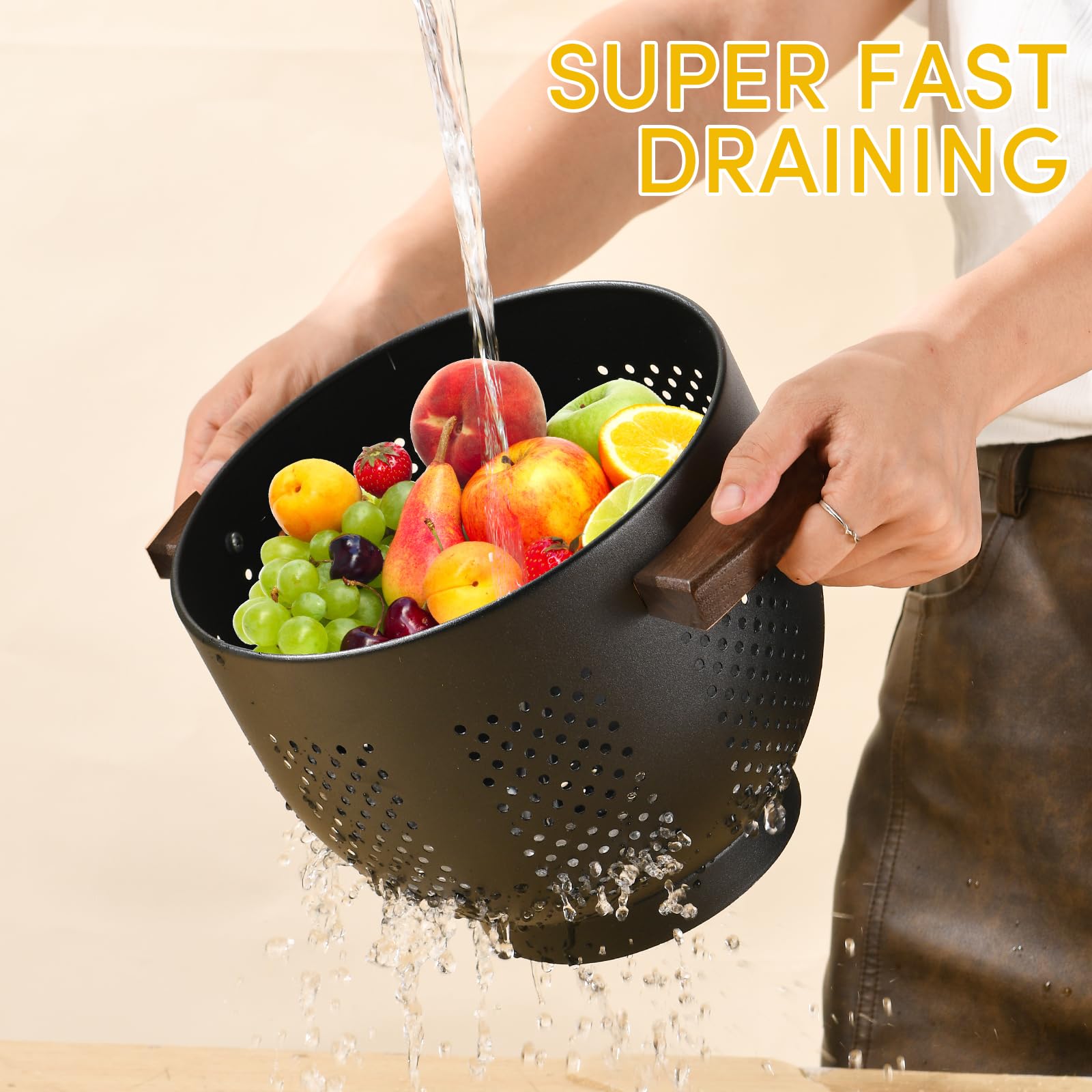 ANABIUP powder-coated steel basket resists rust for lasting use