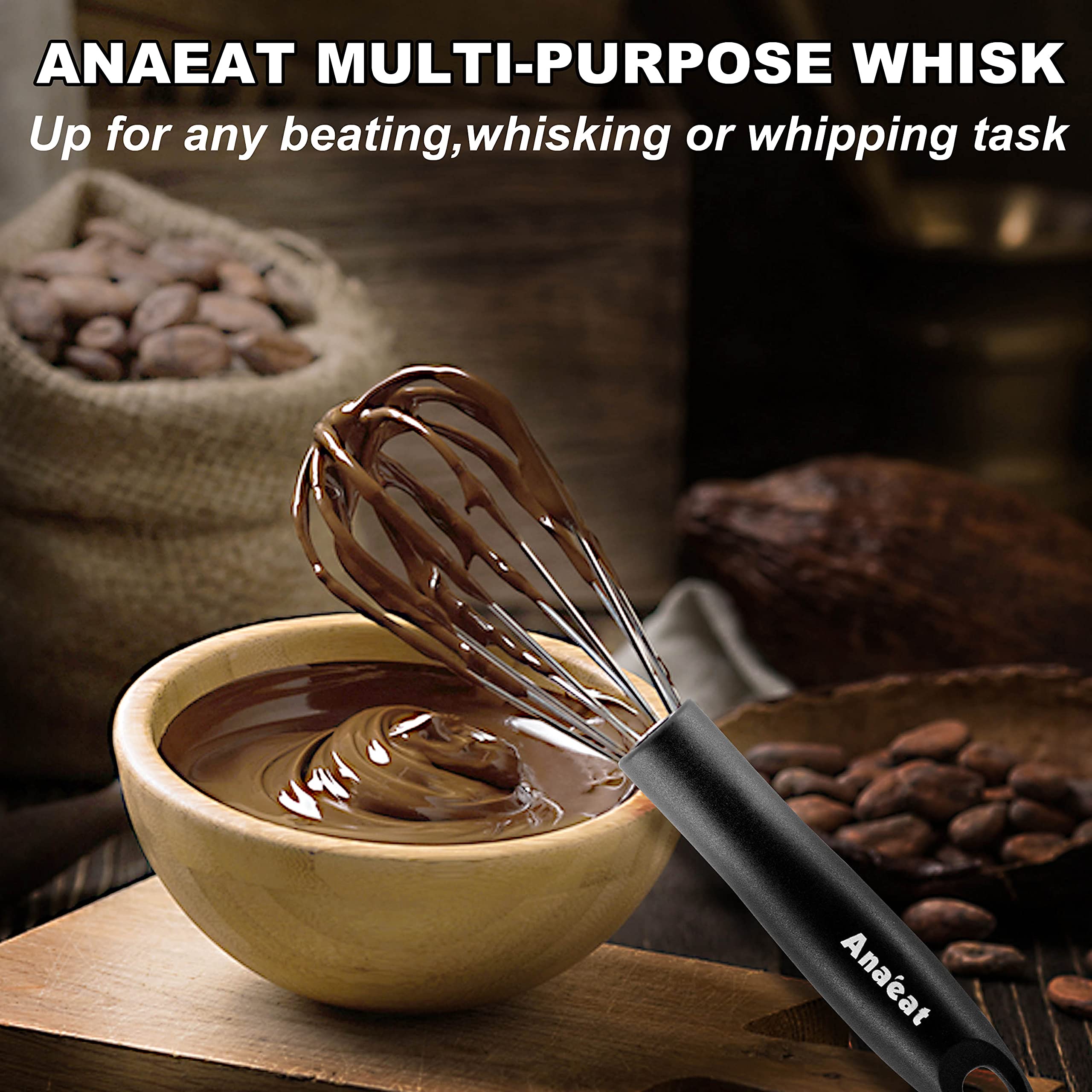 Anaeat 12-inch balloon whisk designed for light aeration and folding.