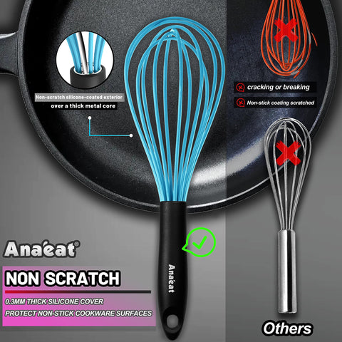 Anaeat balloon whisk 12-inch blue for large batches and airy mixes