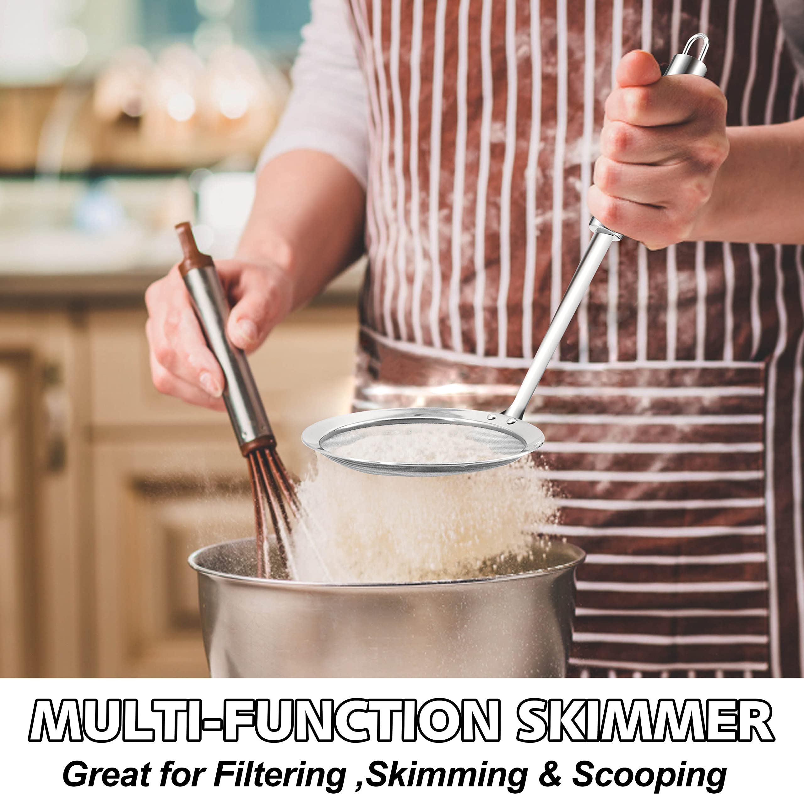 Anaeat fat skimmer spoon with 4-inch fine mesh for efficient skimming.