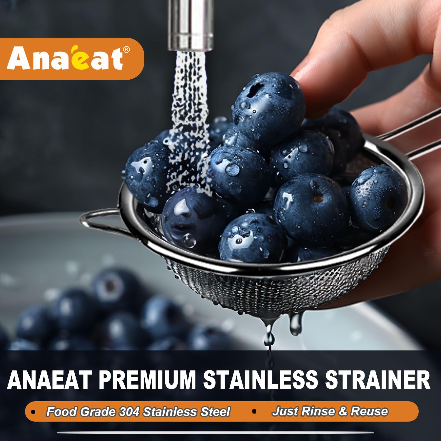 Anaeat 7.87-inch strainer for larger batches like pasta and rice