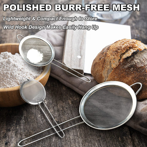 Anaeat hanging storage design keeps the strainer within easy reach.